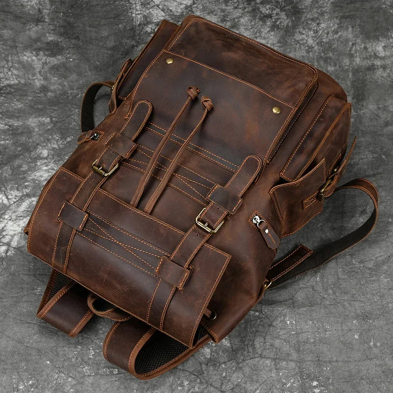 Mochila de Cuero 17'' Hombre con Compartimento Notebook