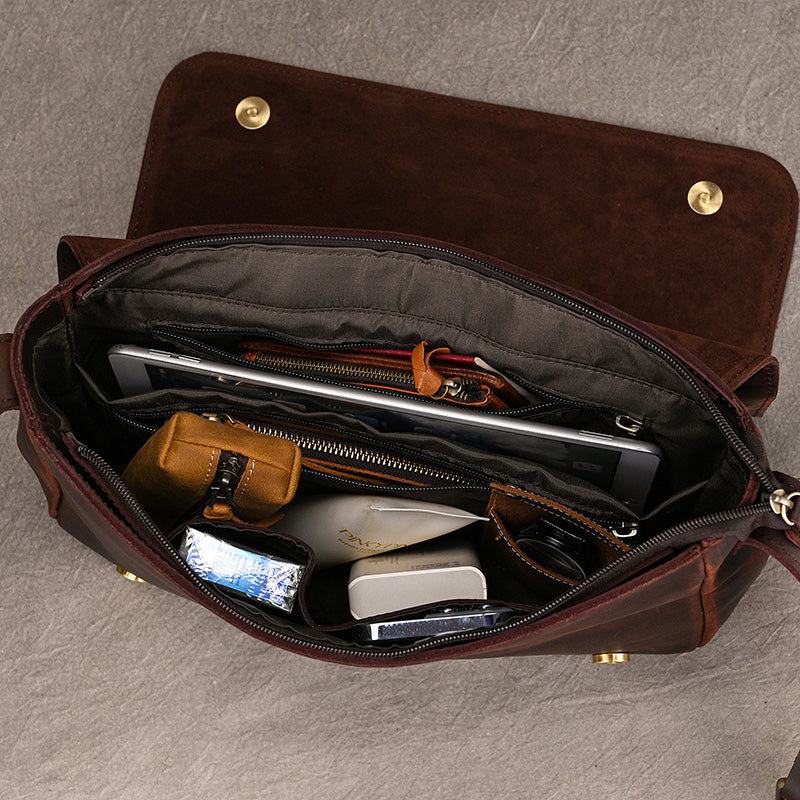 MaletĂn de Cuero Vintage para Notebook Estilo Mensajero