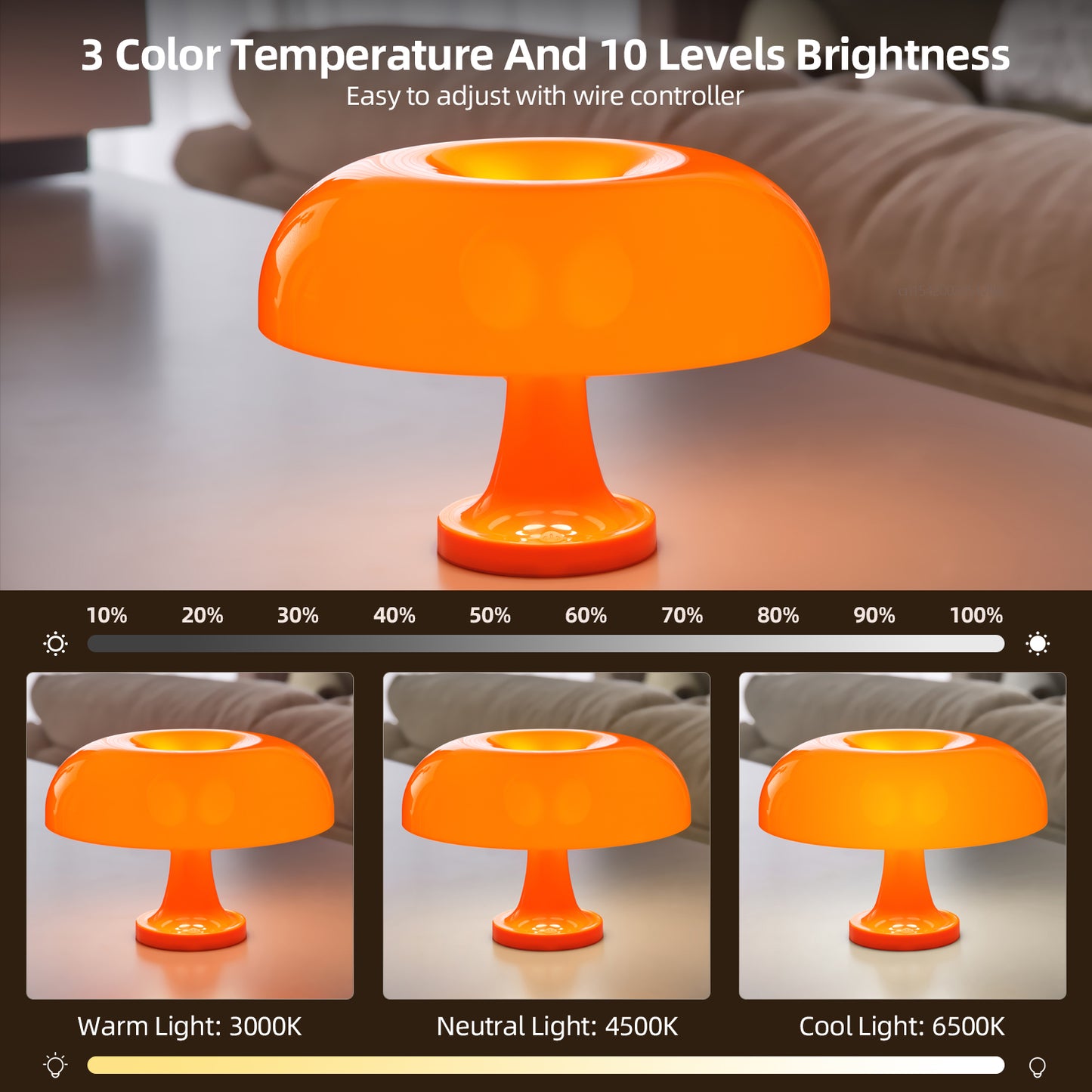 Lámpara de Mesa Estilo Hongo – Diseño Clásico Moderno