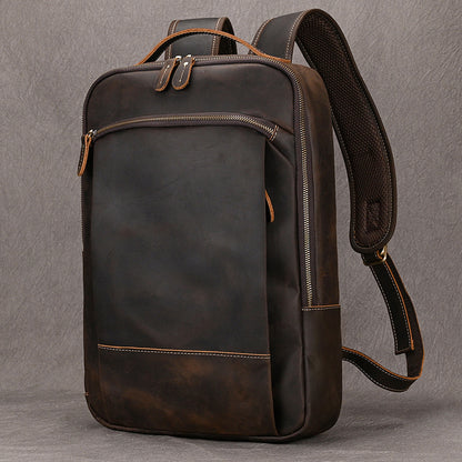Mochila Vintage de Cuero Grande para Notebook y Viaje