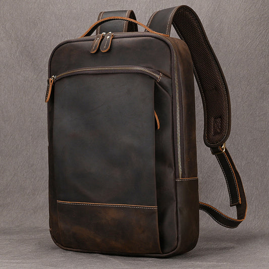 Mochila Vintage de Cuero Grande para Notebook y Viaje