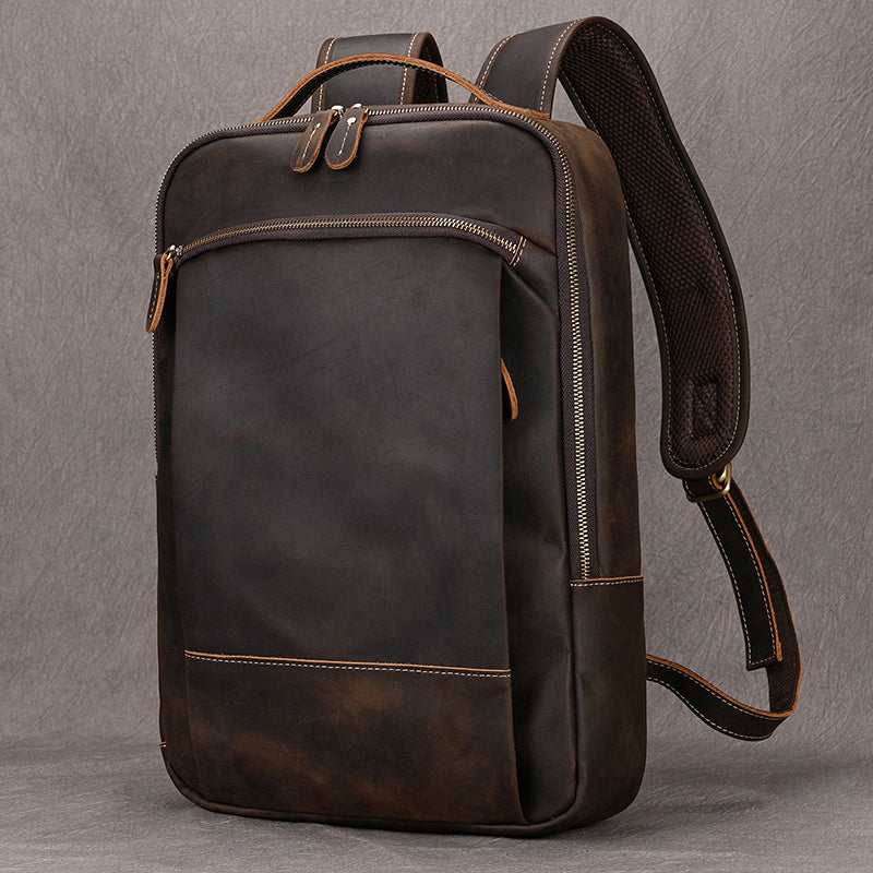 Mochila Vintage de Cuero Grande para Notebook y Viaje