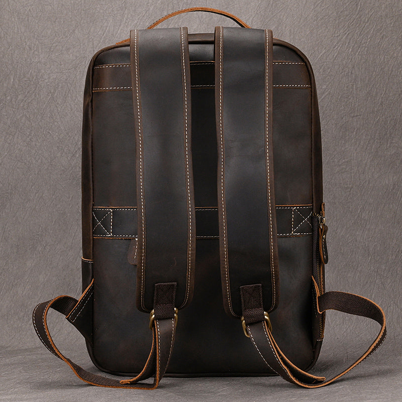 Mochila Vintage de Cuero Grande para Notebook y Viaje