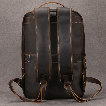 Mochila Vintage de Cuero Grande para Notebook y Viaje