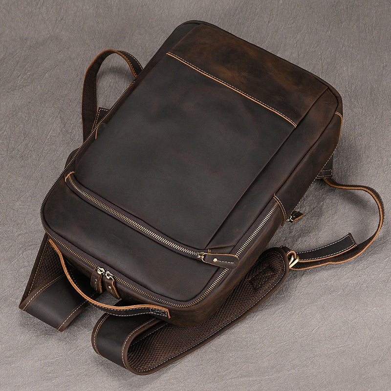 Mochila Vintage de Cuero Grande para Notebook y Viaje