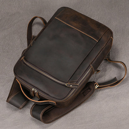 Mochila Vintage de Cuero Grande para Notebook y Viaje