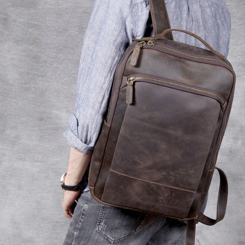 Mochila Vintage de Cuero Grande para Notebook y Viaje