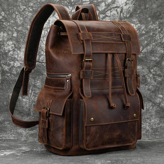Mochila de Cuero 17'' Hombre con Compartimento Notebook