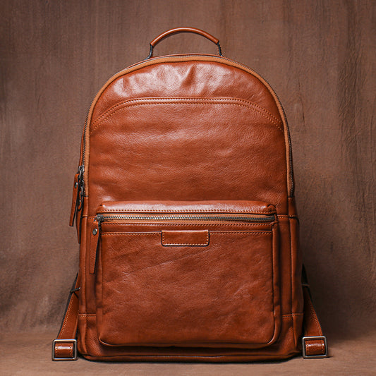 Mochila LUOKIR de Cuero Genuino Hombre Vintage
