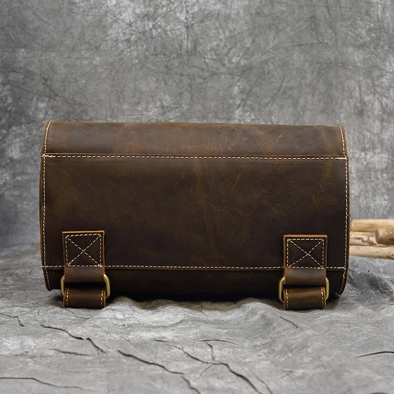 Mochila Retro de Cuero Crazy Horse Marrón 14'' Hombre