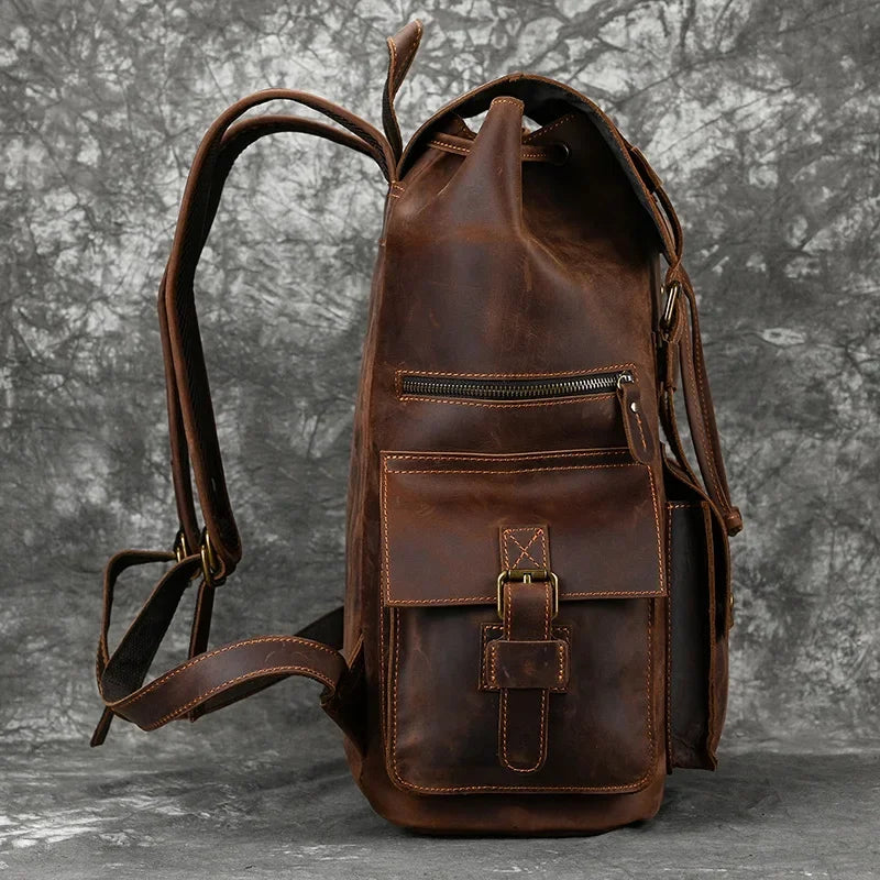 Mochila de Cuero 17'' Hombre con Compartimento Notebook