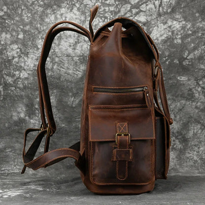 Mochila de Cuero 17'' Hombre con Compartimento Notebook