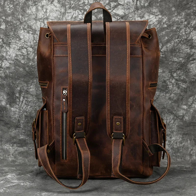 Mochila de Cuero 17'' Hombre con Compartimento Notebook