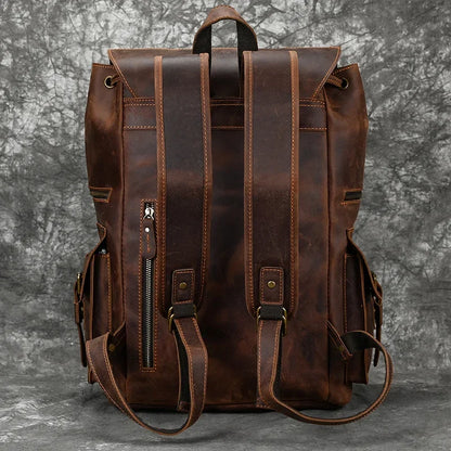 Mochila de Cuero 17'' Hombre con Compartimento Notebook