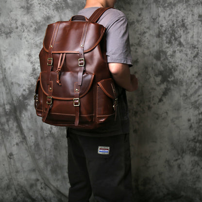 Mochila NZPJ de Cuero Genuino Hombre Rústico