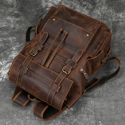 Mochila de Cuero 17'' Hombre con Compartimento Notebook