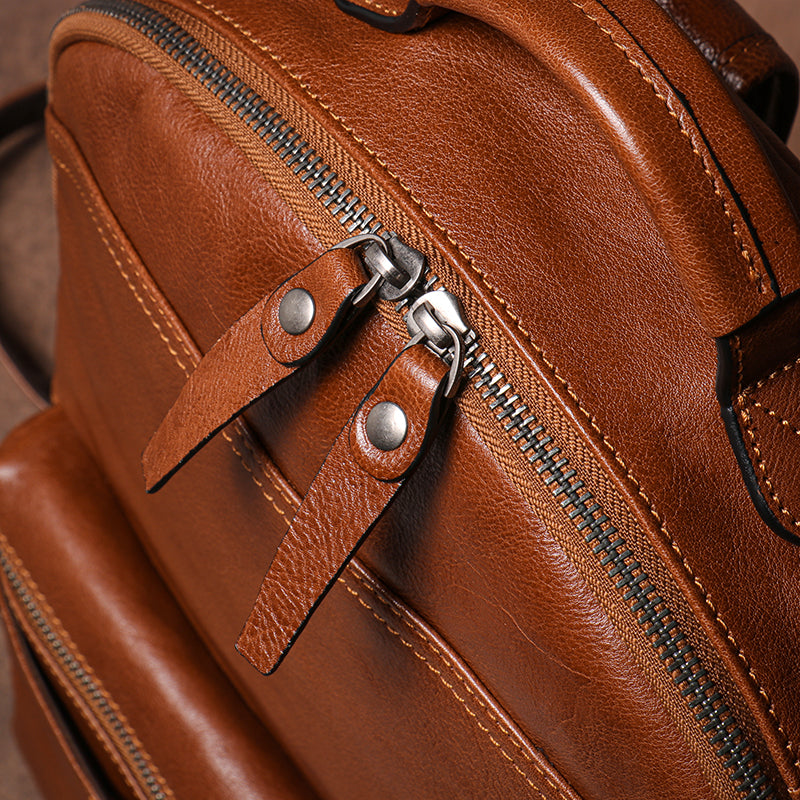 Mochila LUOKIR de Cuero Genuino Hombre Vintage