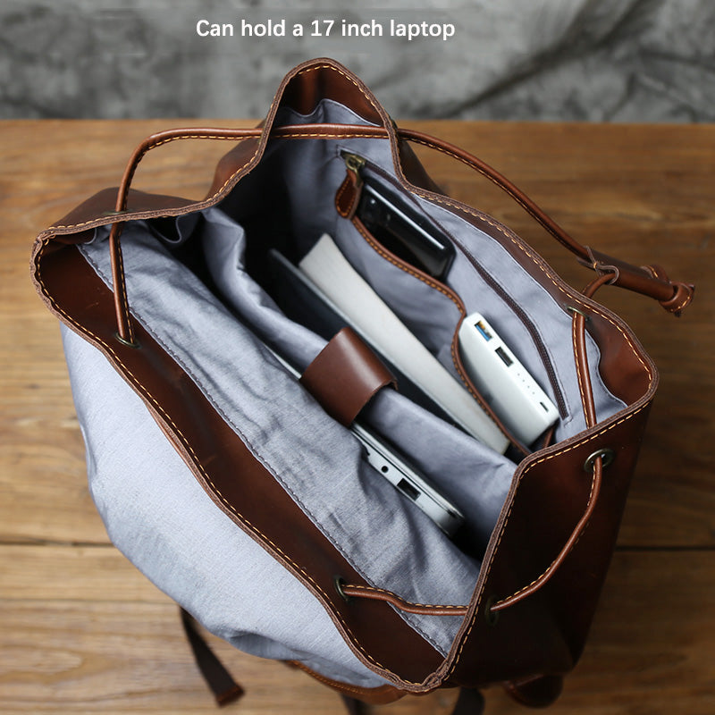 Mochila NZPJ de Cuero Genuino Hombre Rústico