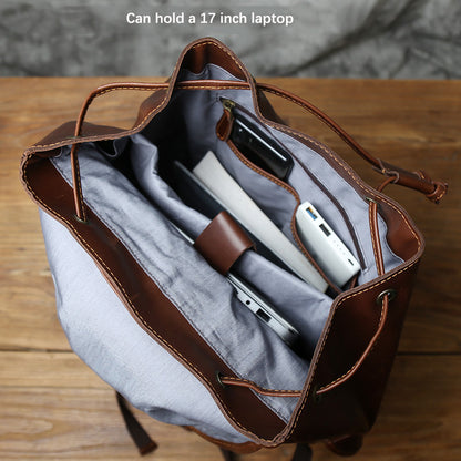 Mochila NZPJ de Cuero Genuino Hombre Rústico
