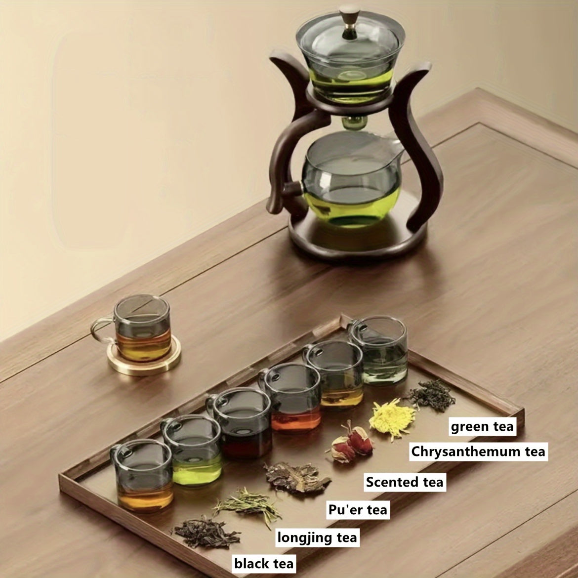 Set de Té Kung Fu de Vidrio con Infusor y Vertido Fácil